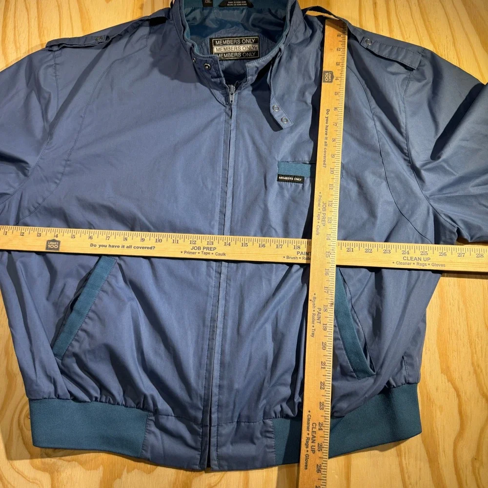 90s Members Only Men's Iconic Racer Slate Blue Vintage Bomber Jacket Size XXL